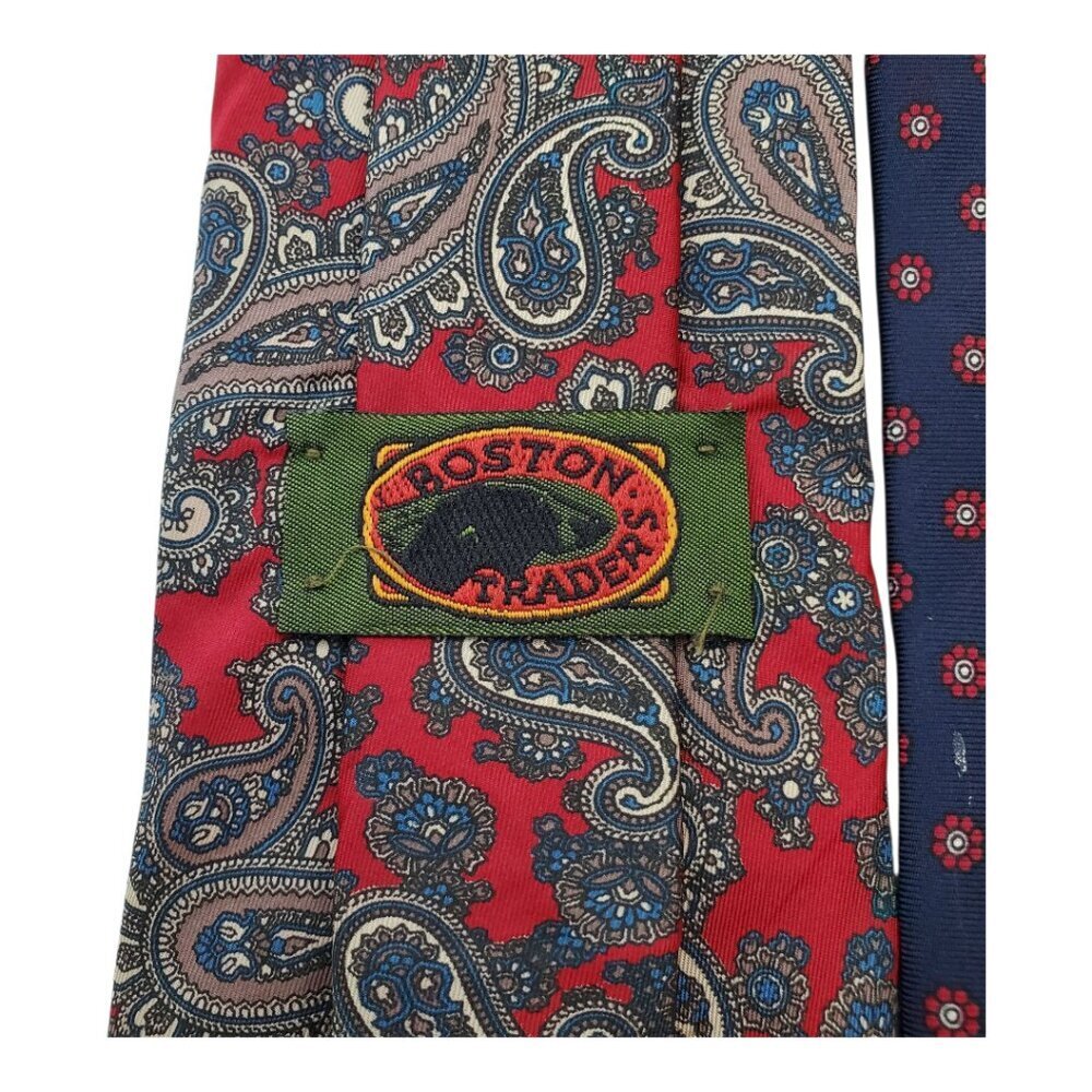 3 Neck Ties Bert Pulitzer, Boston Traders, Ley's Red Blue Paisley Floral - Picture 6 of 11
